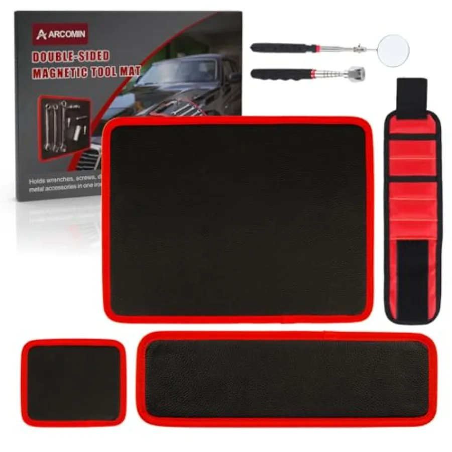 Arcomin Magnetic Tool Mat Set with Magnetics Wristband Magnetic Pickup Tool and Inspection Mirror Included Workshop Organizer
Arcomin Magnetic Tool Mat Set with Magnetics Wristband Magnetic Pickup Tool and Inspection Mirror Included Workshop Organizer