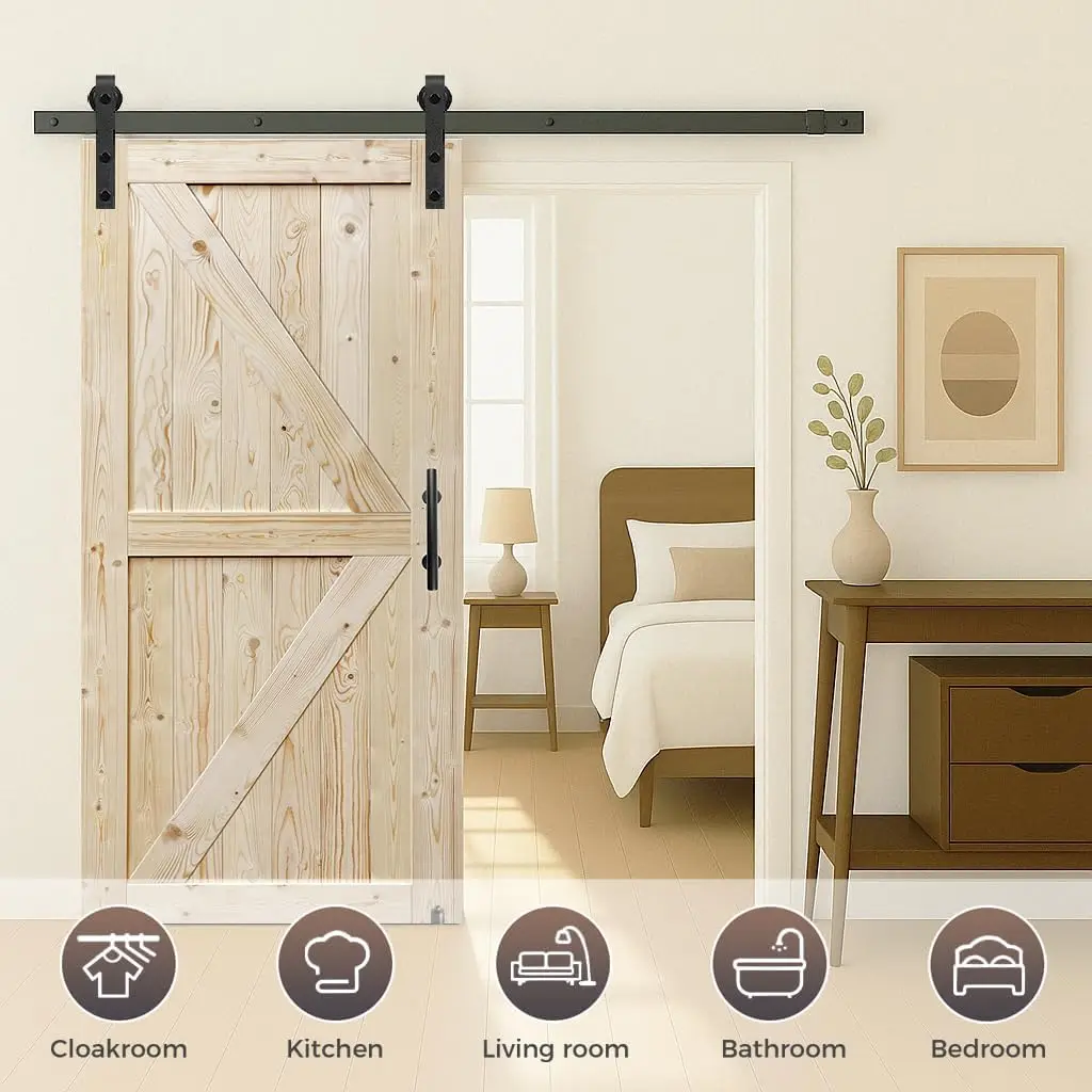 36 in. x 84 in. Unfinished British Brace Knotty Barn Door with 6.6FT Sliding Door Hardware Kit/Solid Wood/Sliding Door/Hot Sale
36 in. x 84 in. Unfinished British Brace Knotty Barn Door with 6.6FT Sliding Door Hardware Kit/Solid Wood/Sliding Door/Hot Sale