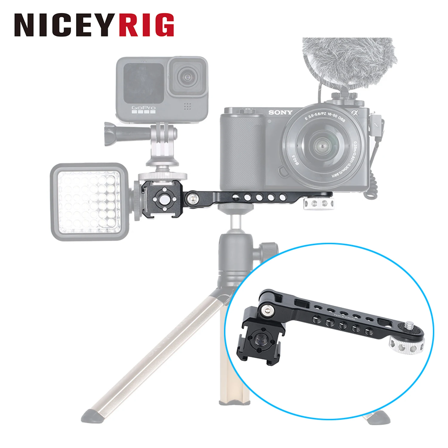 NICEYRIG 3-Side Triple Cold Shoe Extension Bracket Cheese Bar with 1/4 Threads for Tripod Selfie Stick Gimbal Light Mic Mount
NICEYRIG 3-Side Triple Cold Shoe Extension Bracket Cheese Bar with 1/4 Threads for Tripod Selfie Stick Gimbal Light Mic Mount