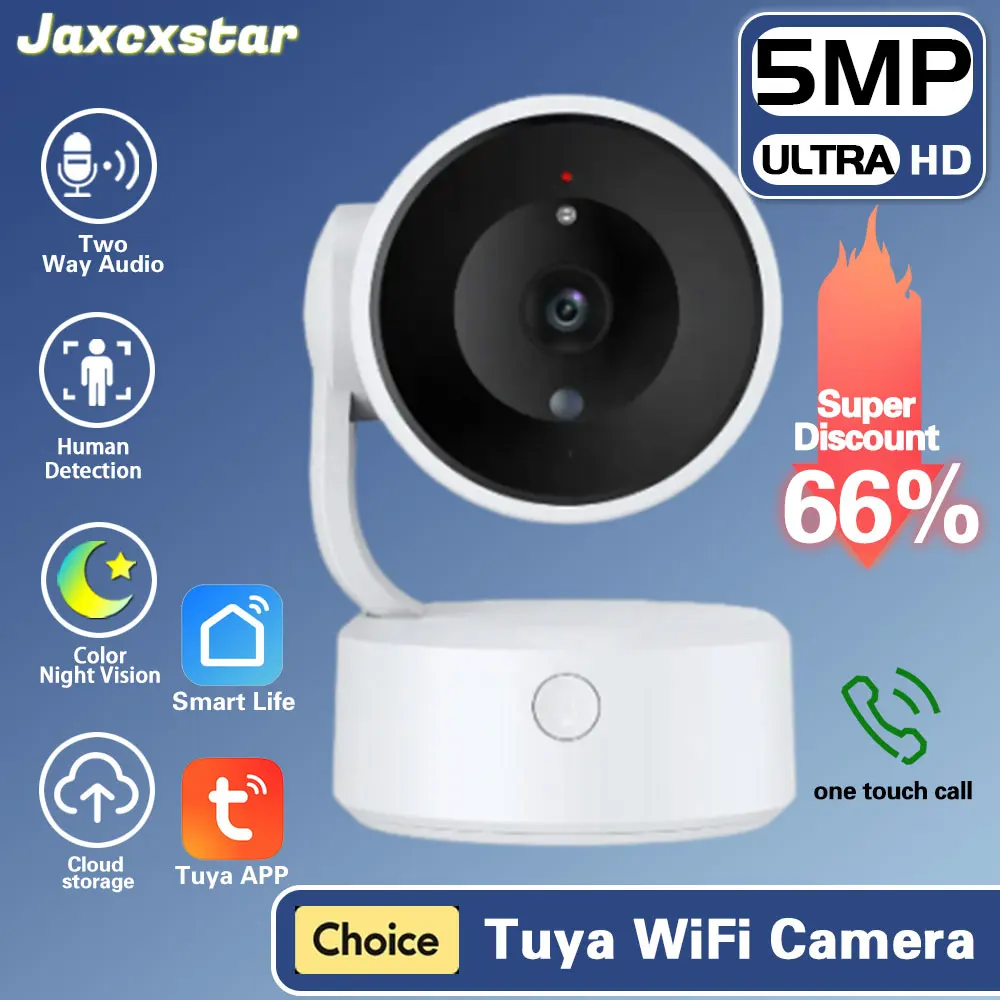 Tuya Smart Life 5MP Wifi PTZ Secuity IP Camera Indoor Two Way Audio Wireless CCTV Surveillance One Touch Call Baby Monitor Camer
Tuya Smart Life 5MP Wifi PTZ Secuity IP Camera Indoor Two Way Audio Wireless CCTV Surveillance One Touch Call Baby Monitor Camer