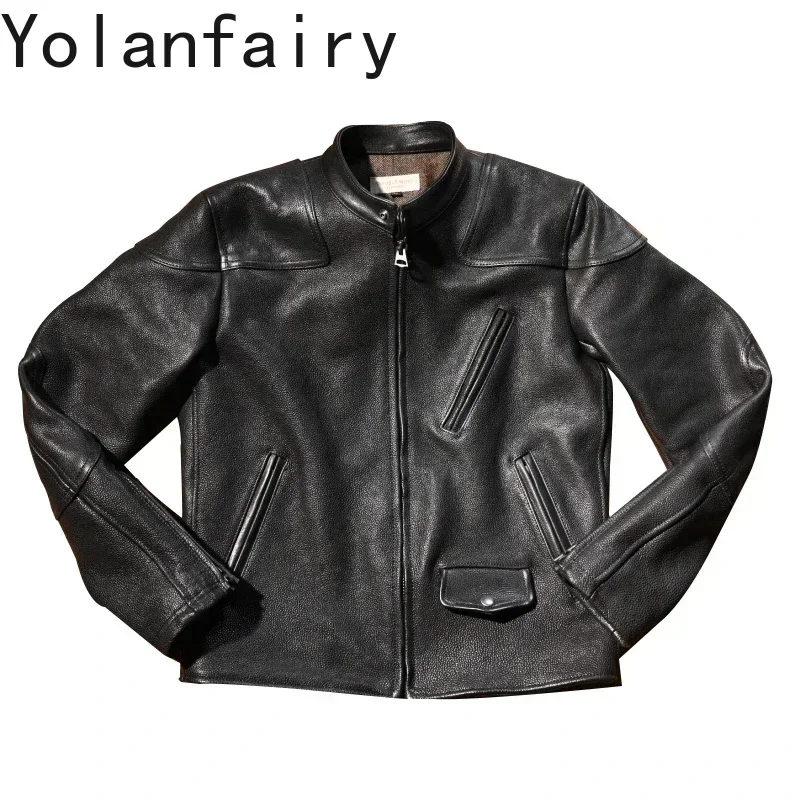 YOLANFAIRY Genuine Leather Jacket Men 1.6 Thick Full-grain Top Layer Cowhide Leather Men Vintage Jacket Slim Mens Leather Jacket
YOLANFAIRY Genuine Leather Jacket Men 1.6 Thick Full-grain Top Layer Cowhide Leather Men Vintage Jacket Slim Mens Leather Jacket