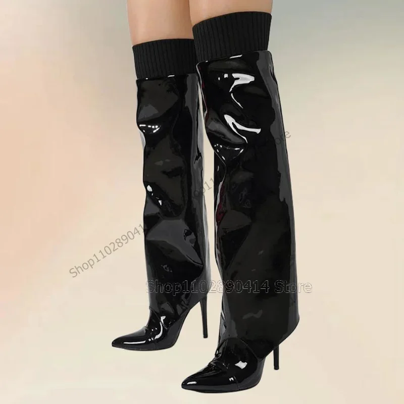 Black Patent Leather Elastic Band Pointed Toe Boots Slip On Women Shoes Thin High Heels Fashion Banquet 2025 Zapatos Para Mujere
Black Patent Leather Elastic Band Pointed Toe Boots Slip On Women Shoes Thin High Heels Fashion Banquet 2025 Zapatos Para Mujere