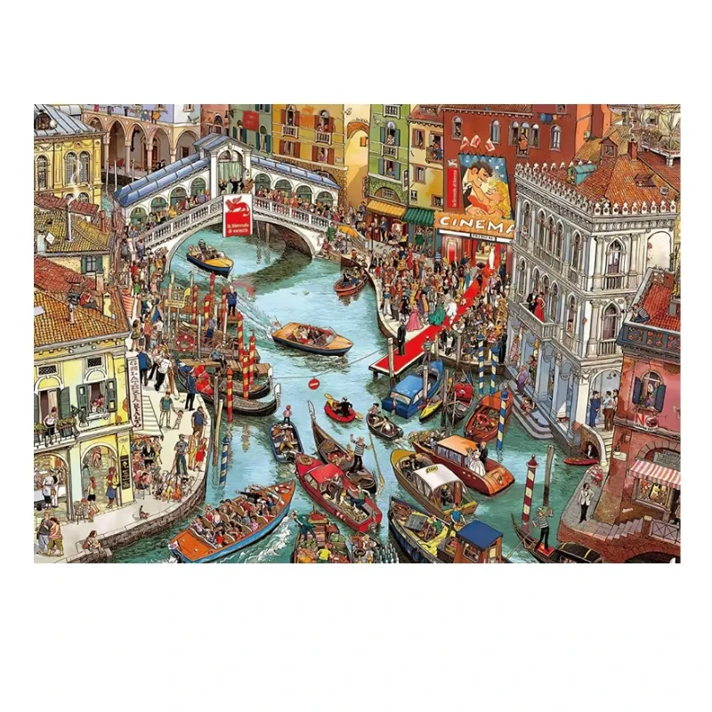 Cartoon Venice Canal Gondola Jigsaw Puzzle, Rialto Bridge Color European Buildings Crowd Tourist Boat Busy Water Town Wall Decor
Cartoon Venice Canal Gondola Jigsaw Puzzle, Rialto Bridge Color European Buildings Crowd Tourist Boat Busy Water Town Wall Decor