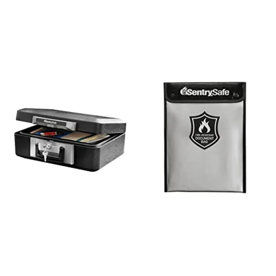 1160 Fireproof Lock Box, 0.25 Cubic Feet, Black, 16 Pounds and Fire and Water Resistant Bag with Zipper for Documents, 5" x 11"
1160 Fireproof Lock Box, 0.25 Cubic Feet, Black, 16 Pounds and Fire and Water Resistant Bag with Zipper for Documents, 5" x 11"