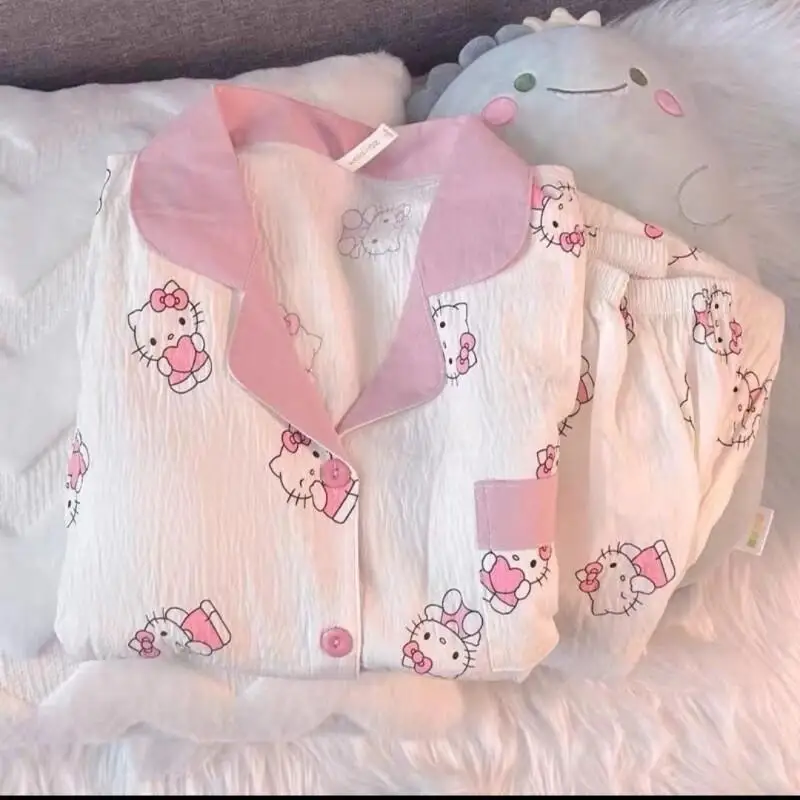 Женская пижама Sanrio Hello Kitty из хлопка для дома и отдыха, в японском стиле, с мультяшным рисунком, розовая, весна-осень, милый нишевый дизайн
Женская пижама Sanrio Hello Kitty из хлопка для дома и отдыха, в японском стиле, с мультяшным рисунком, розовая, весна-осень, милый нишевый дизайн