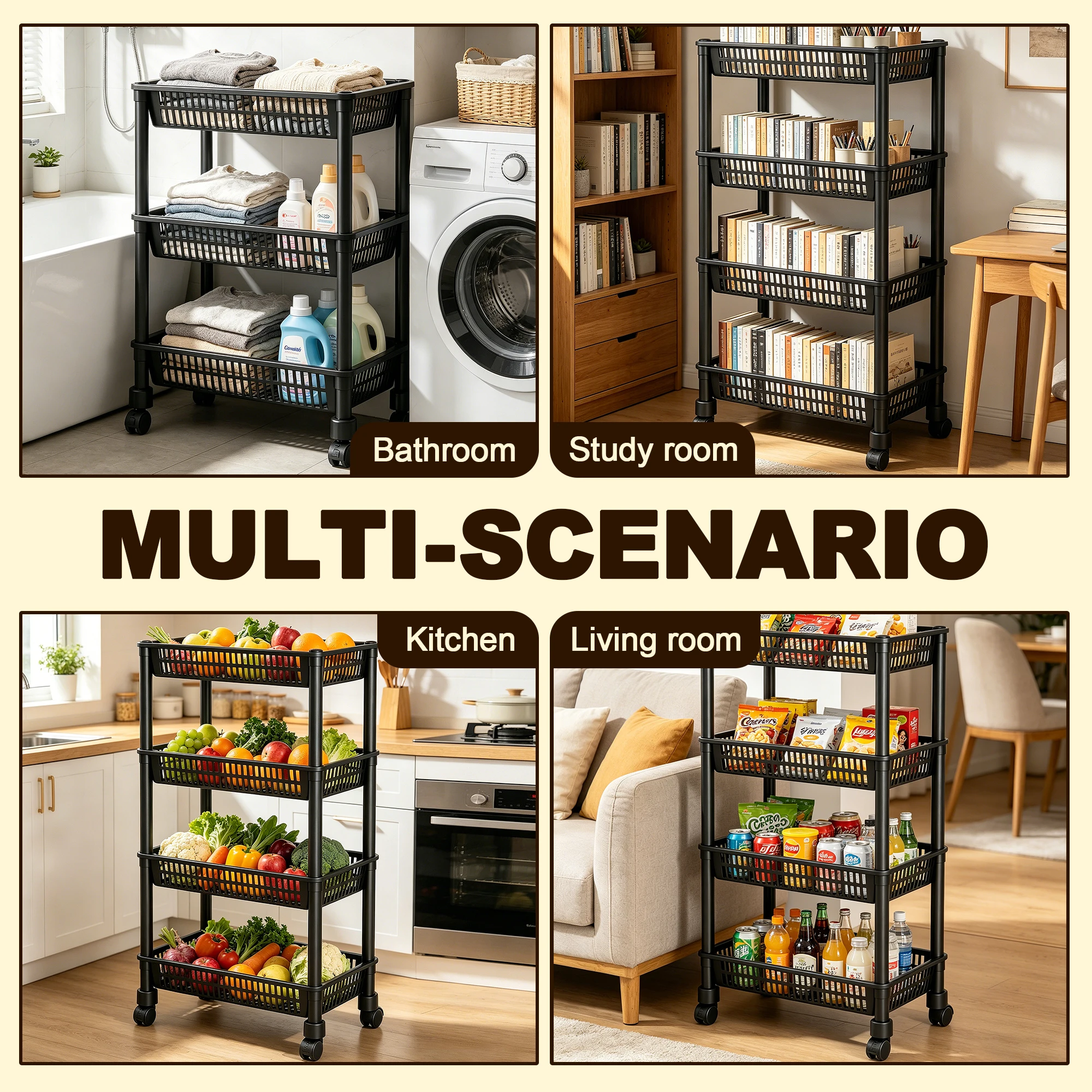 lack 4-Tier Rolling Storage Cart with Universal Wheels, Hollow Out Narrow Mobile Organizer Shelf, Multi-scene Utility Rack for K
lack 4-Tier Rolling Storage Cart with Universal Wheels, Hollow Out Narrow Mobile Organizer Shelf, Multi-scene Utility Rack for K