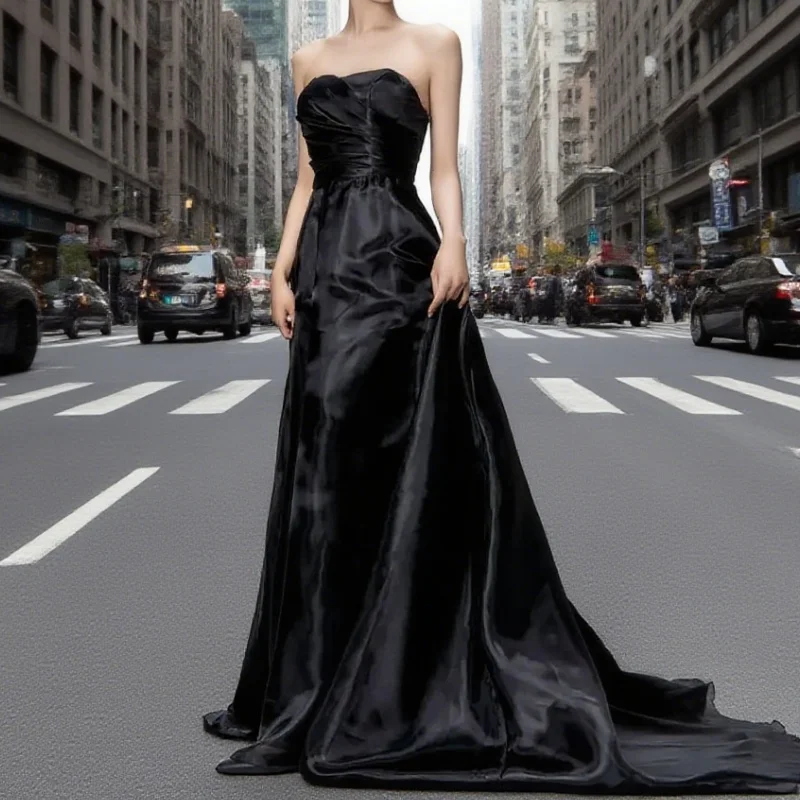 Long Corset Dress Black Organza Evening Dress Korea Photo Shoot Strapless With Shawl Wedding Party Dress Customized
Long Corset Dress Black Organza Evening Dress Korea Photo Shoot Strapless With Shawl Wedding Party Dress Customized