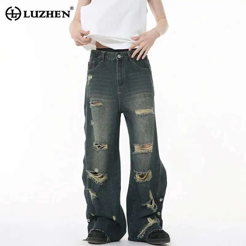 LUZHEN American Style Personalized Broken Hole Wornout Loose Straight Jeans Men's 2025 New Fashion Wide Leg Denim Pants LZ9880
LUZHEN American Style Personalized Broken Hole Wornout Loose Straight Jeans Men's 2025 New Fashion Wide Leg Denim Pants LZ9880