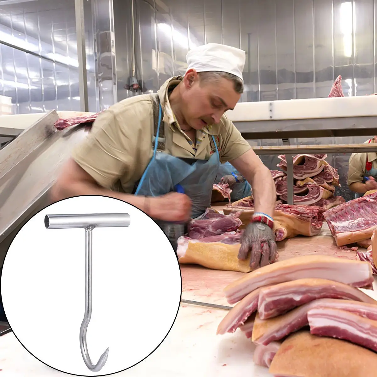 1pcs Stainless Steel Meat T Shaped Hook For Kitchen Butcher Shop Meat Processing Bbq Grill Tool Rust Resistant Sharp
1pcs Stainless Steel Meat T Shaped Hook For Kitchen Butcher Shop Meat Processing Bbq Grill Tool Rust Resistant Sharp