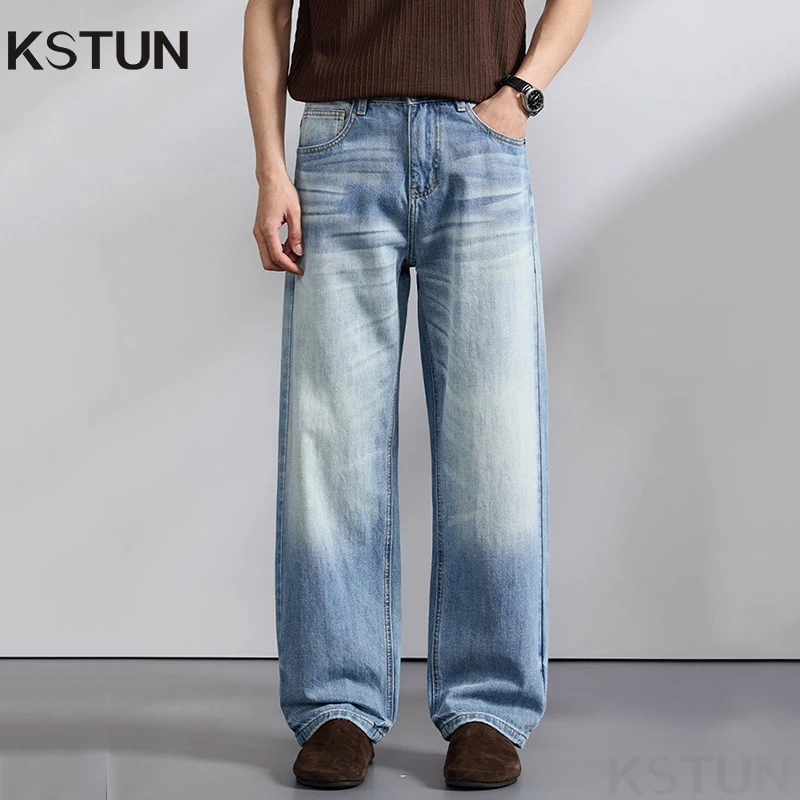KSTUN 2026 High Quality Brand Jeans Men Loose Straight Jeans Wide Leg Denim Pants Sky Blue Male Casual Trousers Fashion Pockets
KSTUN 2026 High Quality Brand Jeans Men Loose Straight Jeans Wide Leg Denim Pants Sky Blue Male Casual Trousers Fashion Pockets