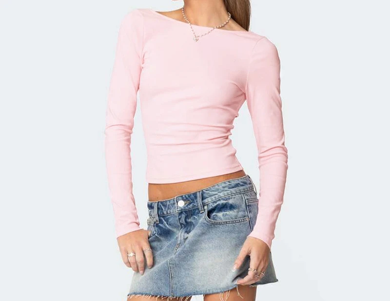 Shirts for Women 2025 Spring/Summer New Style Fresh and Sweet Solid Color Strapless Slim Fit Long Sleeved Backless T-shirt Top
Shirts for Women 2025 Spring/Summer New Style Fresh and Sweet Solid Color Strapless Slim Fit Long Sleeved Backless T-shirt Top