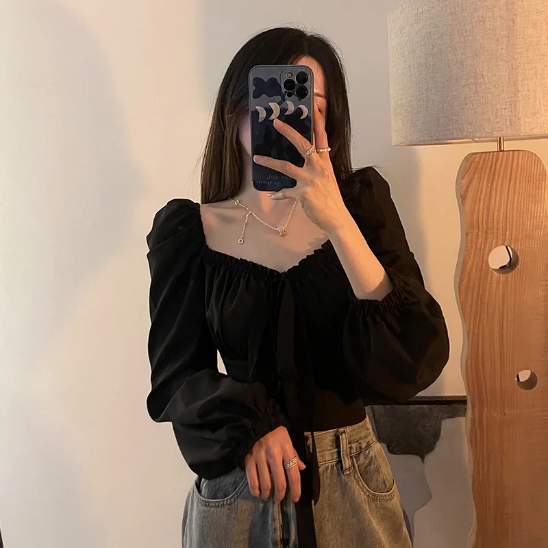 Ele Bla V-ne Bubble Sve irt Женская высококачественная совачка в стиле ретро с квадратным воротником Long Sve Уникальный irt для похудения
Ele Bla V-ne Bubble Sve irt Женская высококачественная совачка в стиле ретро с квадратным воротником Long Sve Уникальный irt для похудения