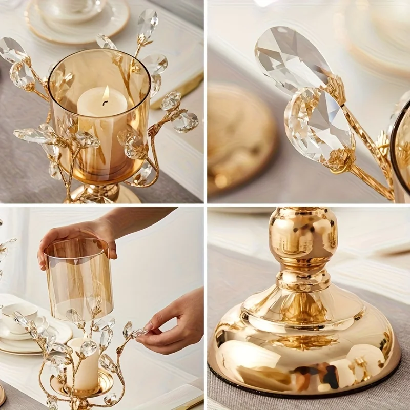 Elegant European-Style Golden Crystal Candlestick Holder - Luxurious Metal Tabletop Decor with Sparkling Crystal Accents, Perfec
Elegant European-Style Golden Crystal Candlestick Holder - Luxurious Metal Tabletop Decor with Sparkling Crystal Accents, Perfec