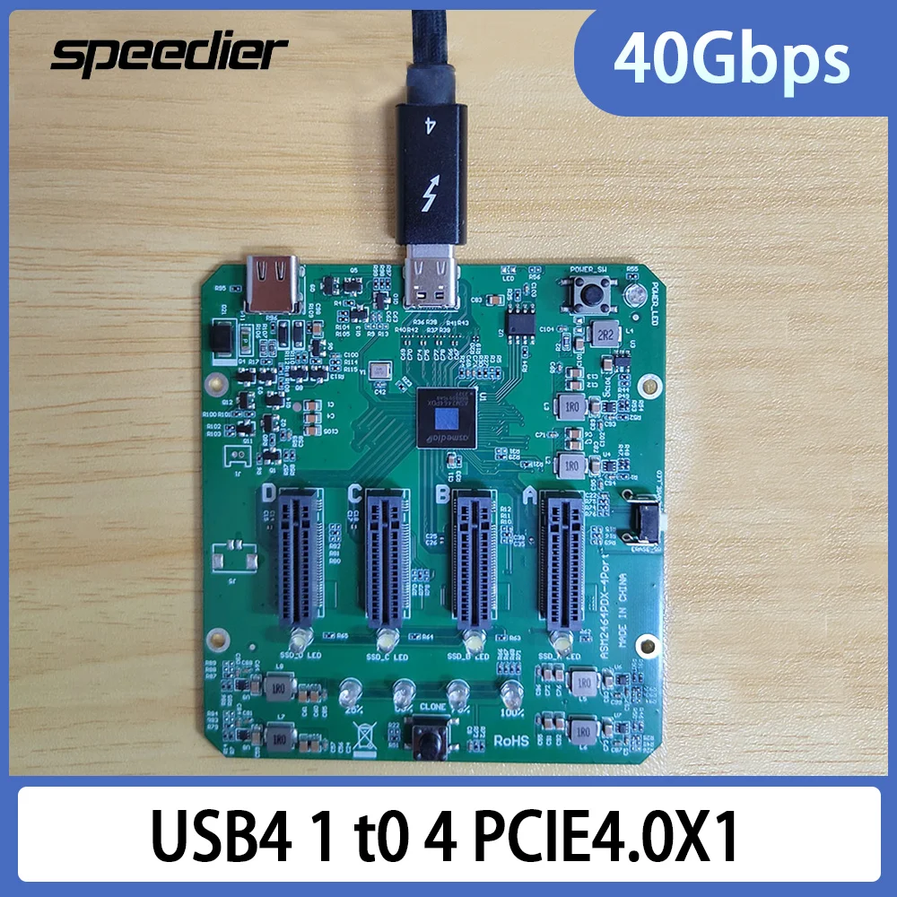 USB4 — 4-портовый NVMe 10G RAID-карта Высокоскоростной копир NVME Многодисковый копир, 40 Гбит/с, контроллер ASM2464PDX Источник питания 5 В
USB4 — 4-портовый NVMe 10G RAID-карта Высокоскоростной копир NVME Многодисковый копир, 40 Гбит/с, контроллер ASM2464PDX Источник питания 5 В