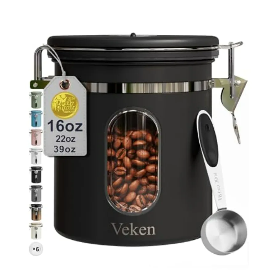 Coffee Canister with Window, Airtight Stainless Steel Kitchen Food Storage Container with Lids, Date Tracker and Scoop for Grou
Coffee Canister with Window, Airtight Stainless Steel Kitchen Food Storage Container with Lids, Date Tracker and Scoop for Grou