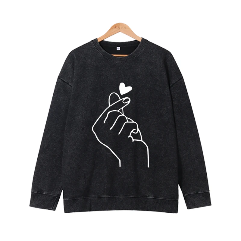 New fashion trend round neck pullover with gesture heart design hoodie versatile loose casual long sleeved top
New fashion trend round neck pullover with gesture heart design hoodie versatile loose casual long sleeved top