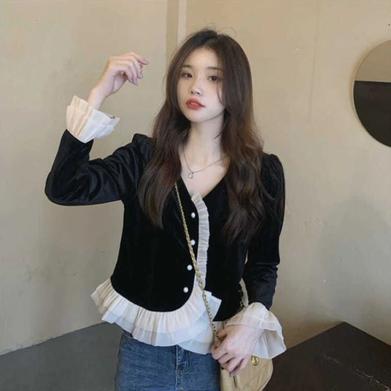 Frill Women's Shirt And Blouse Ruffle Cool Novelty 2025 Cute Elegant Chic Fine Full Long Sleeve Streetwear New Crop Female Tops
Frill Women's Shirt And Blouse Ruffle Cool Novelty 2025 Cute Elegant Chic Fine Full Long Sleeve Streetwear New Crop Female Tops