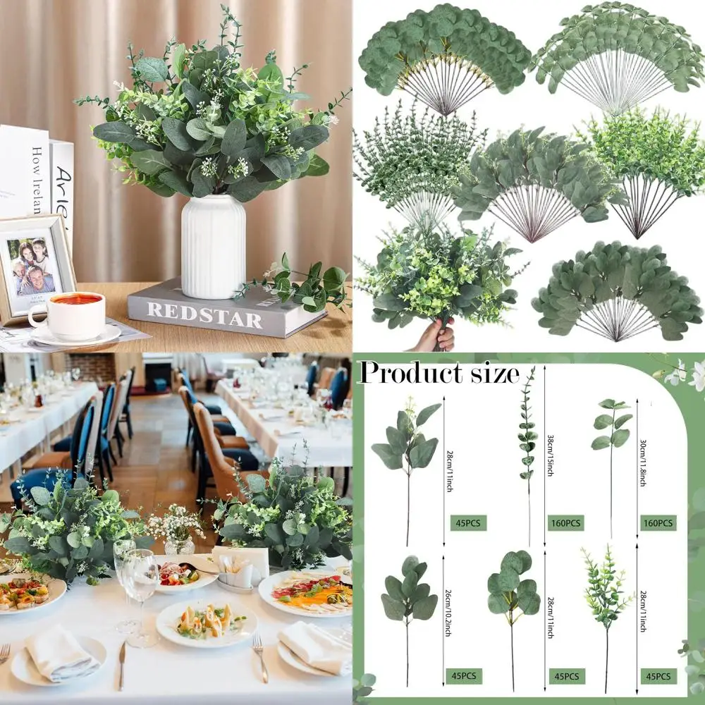 6 Varieties Artificial Greenery Stems: 500 Pieces Eucalyptus, Silver Dollar, and Sprays for Vase Fillers or Wedding Floral Arran
6 Varieties Artificial Greenery Stems: 500 Pieces Eucalyptus, Silver Dollar, and Sprays for Vase Fillers or Wedding Floral Arran