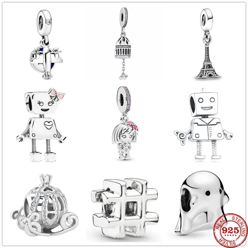 925 Sterling Silver Airplane Robot Little Girl Bird Cage Charms Beads Fit Original Pandora Charm Bracelet DIY women Jewelry
925 Sterling Silver Airplane Robot Little Girl Bird Cage Charms Beads Fit Original Pandora Charm Bracelet DIY women Jewelry
