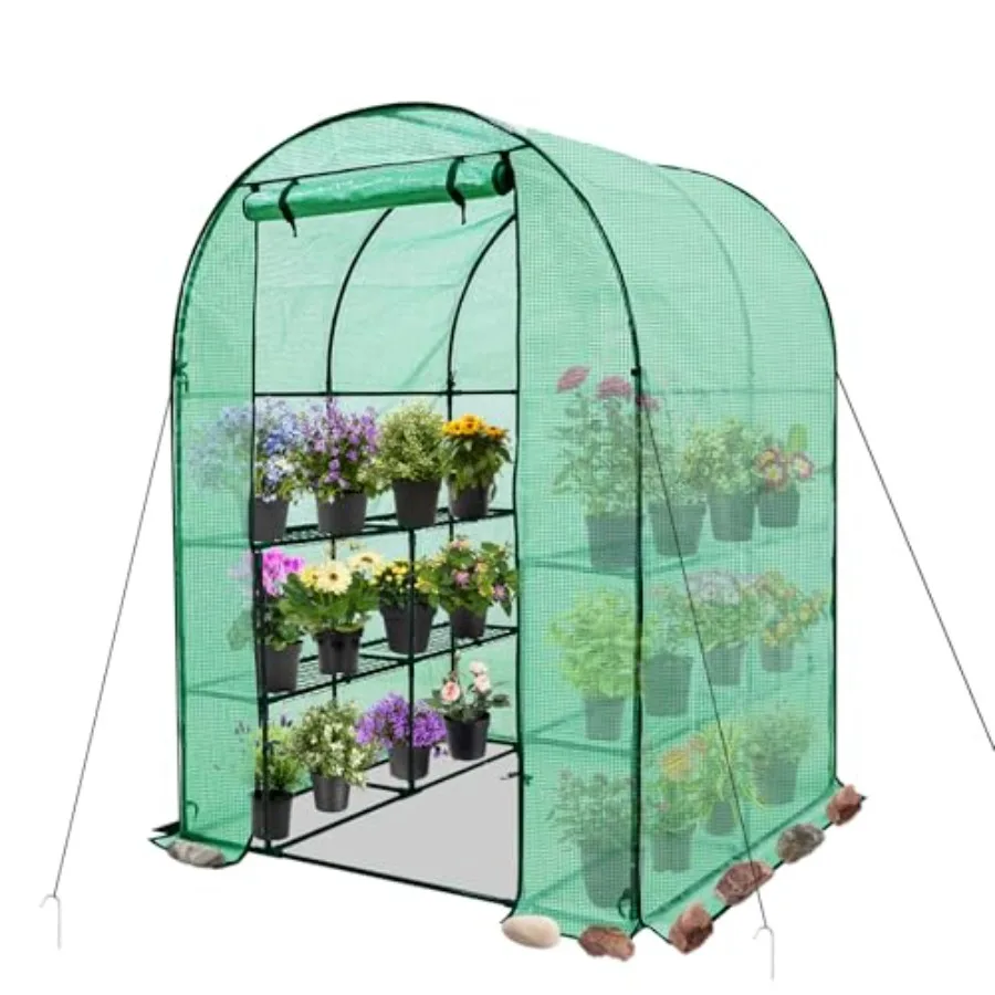 3-Tier Walk-in Portable Greenhouse for indoor/outdoor gardening, green PE cover, clear windows and roll-up zipper door, easy se
3-Tier Walk-in Portable Greenhouse for indoor/outdoor gardening, green PE cover, clear windows and roll-up zipper door, easy se