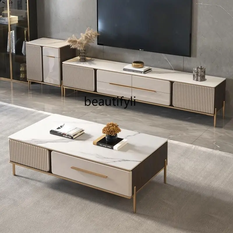 Stone Plate Coffee Table TV Cabinet Combination Simple Modern Living Room Small Apartment Simple Affordable Luxury Style
Stone Plate Coffee Table TV Cabinet Combination Simple Modern Living Room Small Apartment Simple Affordable Luxury Style