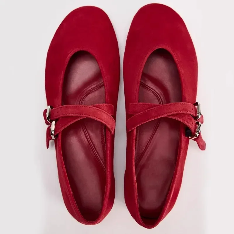 2025 Spring New Women's Ballet Flats Retro Red Double Belt Buckle Decoration Casual High Quality Big Size Lady Mary Jane Shoes
2025 Spring New Women's Ballet Flats Retro Red Double Belt Buckle Decoration Casual High Quality Big Size Lady Mary Jane Shoes