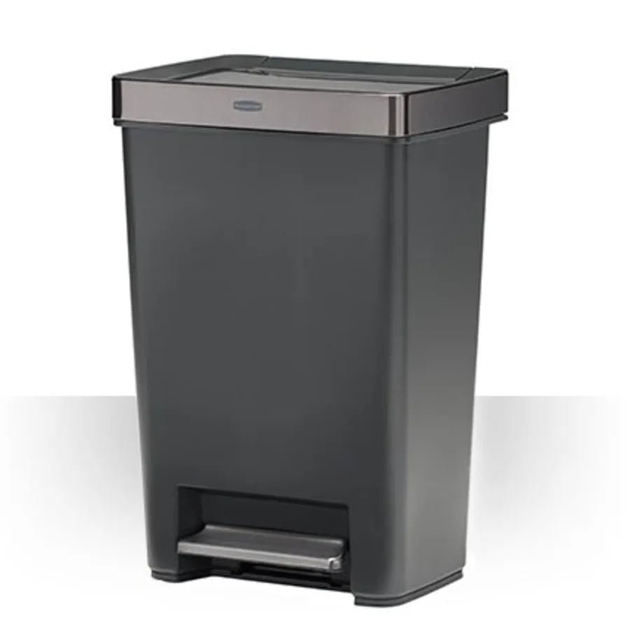 Kitchen Indoor Trash Can, 12.4 Gallon Plastic Step Garbage Can with Stainless Steel Rim Lid, Charcoal Hands-Free Operation, Odo
Kitchen Indoor Trash Can, 12.4 Gallon Plastic Step Garbage Can with Stainless Steel Rim Lid, Charcoal Hands-Free Operation, Odo
