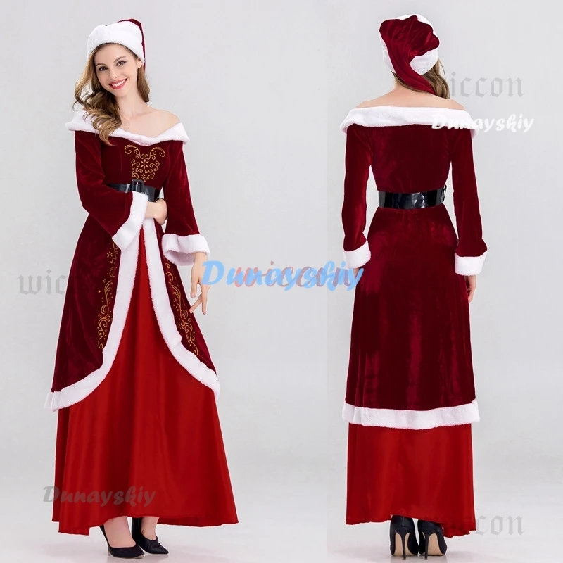 Deluxe Red Santa Long Gown Cosplay Costume For Women Fashion Uniform Outfit Suitable For Xmas Halloween Comic Con Dress Up
Deluxe Red Santa Long Gown Cosplay Costume For Women Fashion Uniform Outfit Suitable For Xmas Halloween Comic Con Dress Up