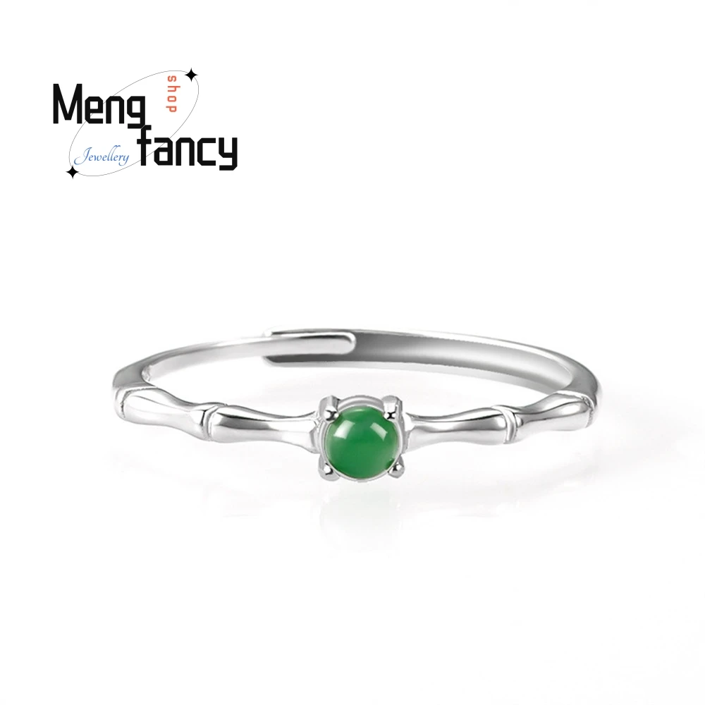 Popular Natural A Goods Jade Yang Green Bamboo Ring Ice Jade S925 Silver Ring For Women Simple And Adjustable Fine Jewelry
Popular Natural A Goods Jade Yang Green Bamboo Ring Ice Jade S925 Silver Ring For Women Simple And Adjustable Fine Jewelry