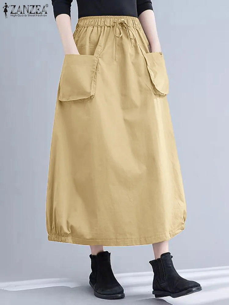 ZANZEA Women Skirts Casual Korean Solid Pockets Overskirts 2025 Summer Elastic Waist Women's Clothing Midi Bottoms S-3XL 
ZANZEA Women Skirts Casual Korean Solid Pockets Overskirts 2025 Summer Elastic Waist Women's Clothing Midi Bottoms S-3XL