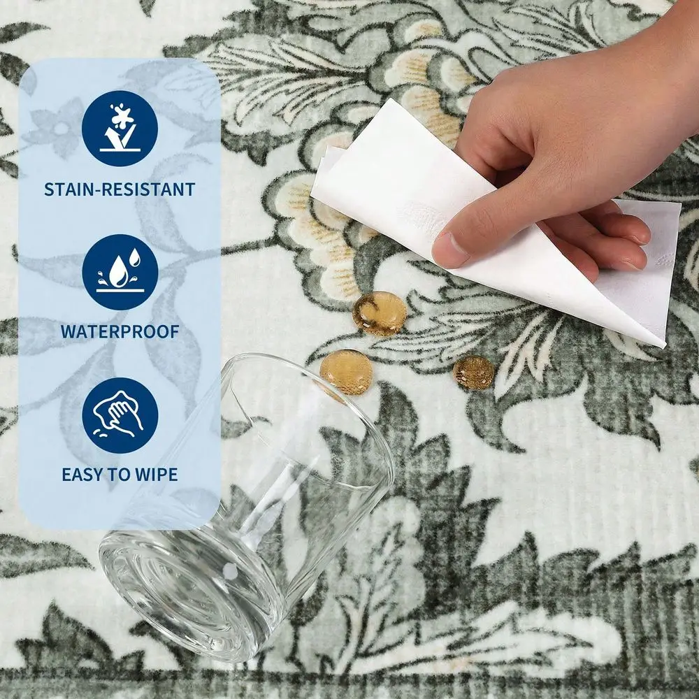 Room Decor Gray Green Rug Bordered Floral Pattern Modern Washable Low Pile Area Rug For Bedroom Contemporary Leaf Non Slip Larg
Room Decor Gray Green Rug Bordered Floral Pattern Modern Washable Low Pile Area Rug For Bedroom Contemporary Leaf Non Slip Larg