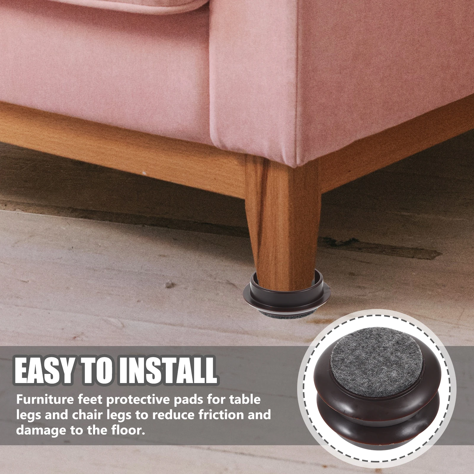 4pcs Furniture Leg Pads Felt Cups Hardwood Floors Anti-Scratch Wood Grain Caster Pads Brown 44mm Stops Carpet Protectors
4pcs Furniture Leg Pads Felt Cups Hardwood Floors Anti-Scratch Wood Grain Caster Pads Brown 44mm Stops Carpet Protectors