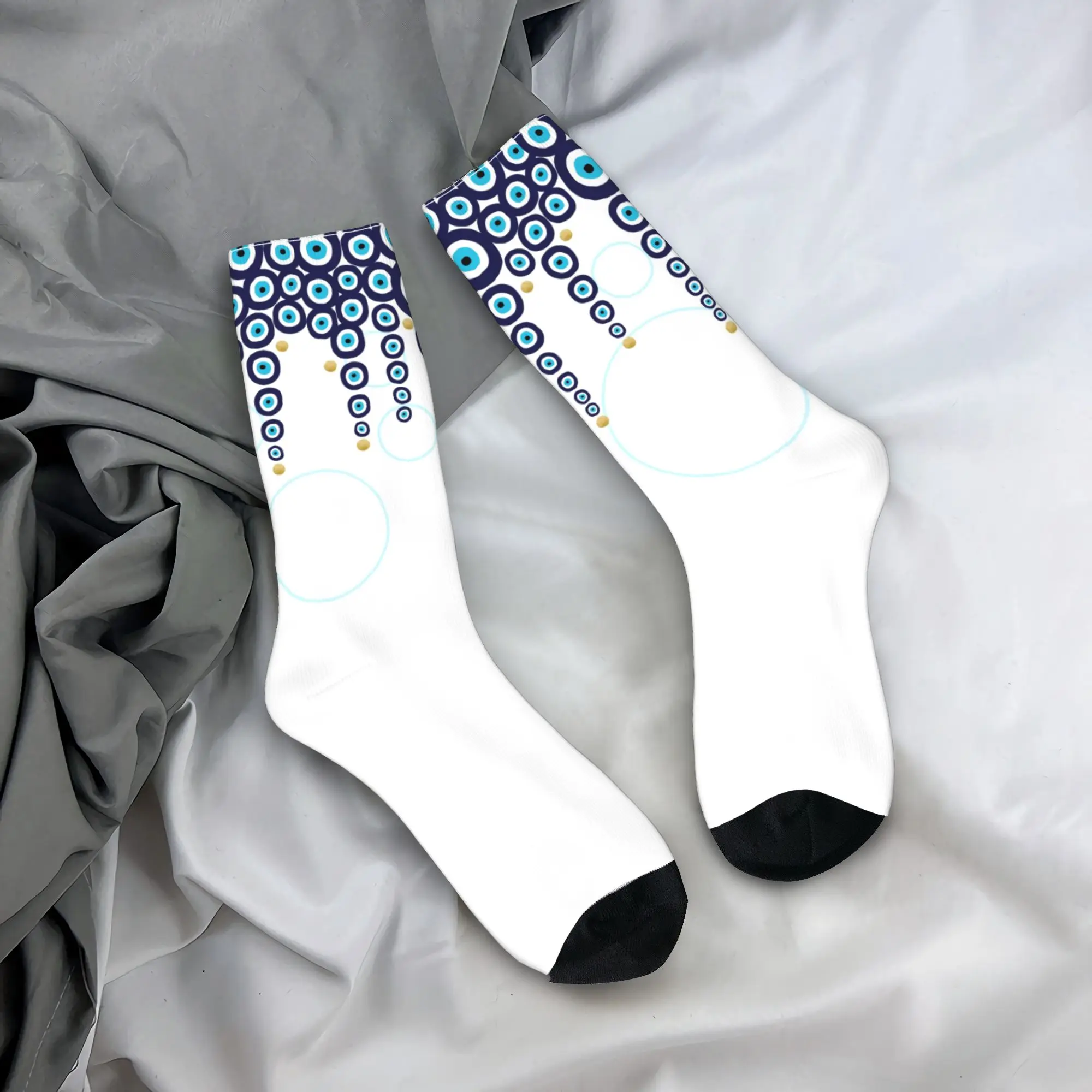 Custom Evil Eye Hanging Beads In Blue And Gold Crew Socks Unisex Fun Nazar Hamsa Boho Spring Summer Autumn Winter Dress Socks
Custom Evil Eye Hanging Beads In Blue And Gold Crew Socks Unisex Fun Nazar Hamsa Boho Spring Summer Autumn Winter Dress Socks