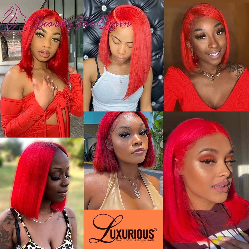13x4 Cosplay Brazilian Colored Human Hair Wig 200 Density Red Straight Short Bob Transparent HD Lace Frontal Wigs For Women
13x4 Cosplay Brazilian Colored Human Hair Wig 200 Density Red Straight Short Bob Transparent HD Lace Frontal Wigs For Women