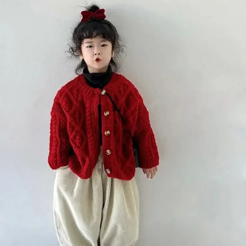 Girls' Knitted Cardigan 2025 Boys' Autumn/Winter Round Neck Children's Red Baby Solid Color Western Style Knitted Coat
Girls' Knitted Cardigan 2025 Boys' Autumn/Winter Round Neck Children's Red Baby Solid Color Western Style Knitted Coat