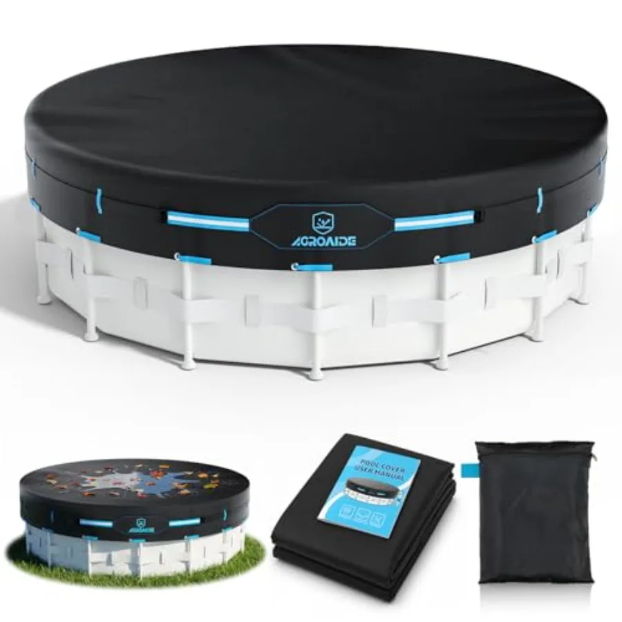 Above Ground Pool Cover for 18ft Pools, 420D Oxford Fabric, Black, Tear Resistant UV Dust Proof with Metal Buckle Straps
Above Ground Pool Cover for 18ft Pools, 420D Oxford Fabric, Black, Tear Resistant UV Dust Proof with Metal Buckle Straps