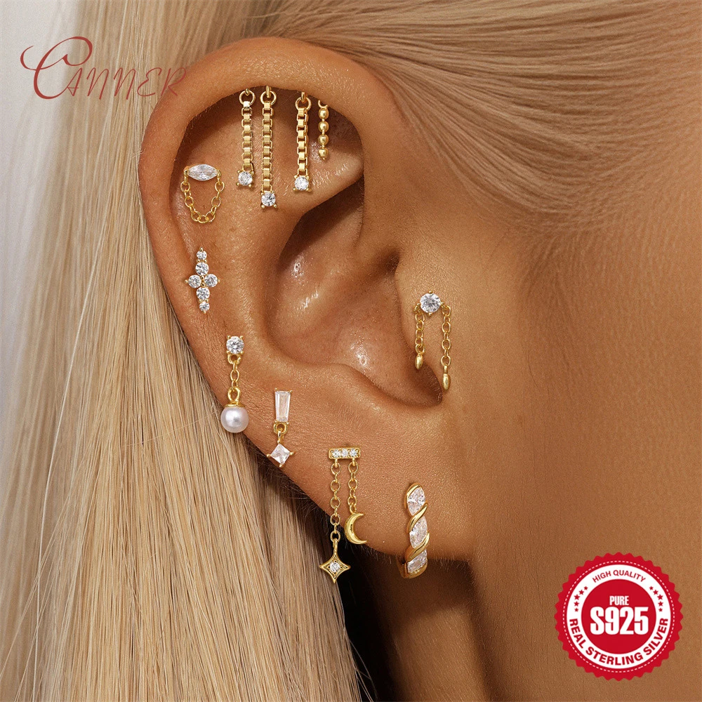 Canner 925 Sterling Silver Korea Tassel Chain/Moon Star Stud Earring For Woman 18K Gold Plate Piercing Earring Party Jewelry
Canner 925 Sterling Silver Korea Tassel Chain/Moon Star Stud Earring For Woman 18K Gold Plate Piercing Earring Party Jewelry