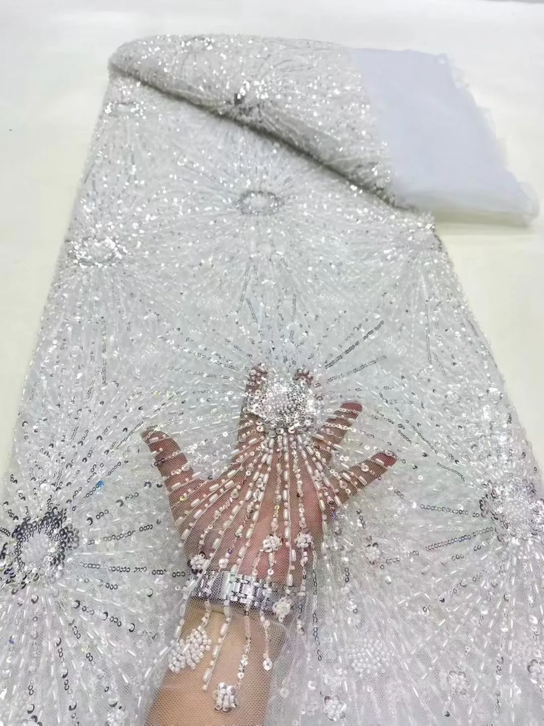 Роскошная африканская сетчатая кружевная ткань с блестками, ткань по метрам, для шитья, одежды, тюля, свадебных платьев, вышивка, 5 ярдов DP0448