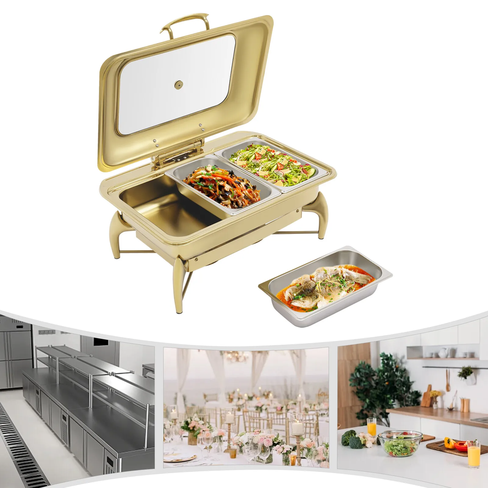 Chafing Dish Buffet Set Stainless Steel 3-Grid Food Warmer w/ transparet Cover
Chafing Dish Buffet Set Stainless Steel 3-Grid Food Warmer w/ transparet Cover