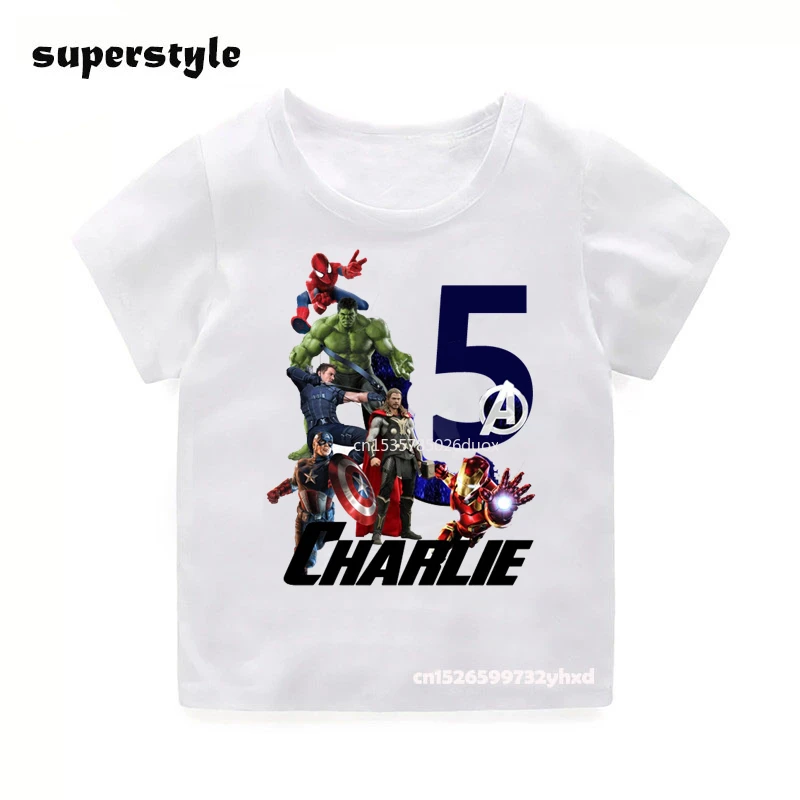 Girl 1 2 3 4 5 6 7 8 9 Year Marvel Avengers Birthday Shirt Boy Super HeroPersonalize Name Birthday T-shirt Birthday Party Wear
Girl 1 2 3 4 5 6 7 8 9 Year Marvel Avengers Birthday Shirt Boy Super HeroPersonalize Name Birthday T-shirt Birthday Party Wear