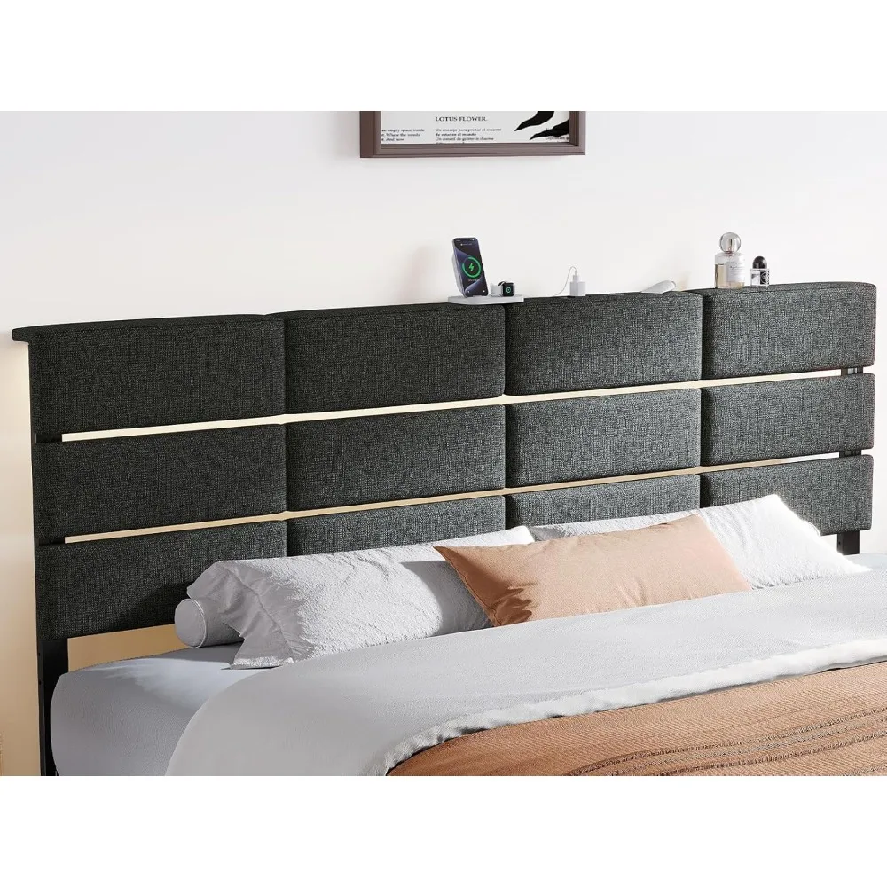 King/Cal King Size Upholstered Headboard, Adjustable Head Boards with LED Light & Charging Station, Bed Headboard Only
King/Cal King Size Upholstered Headboard, Adjustable Head Boards with LED Light & Charging Station, Bed Headboard Only