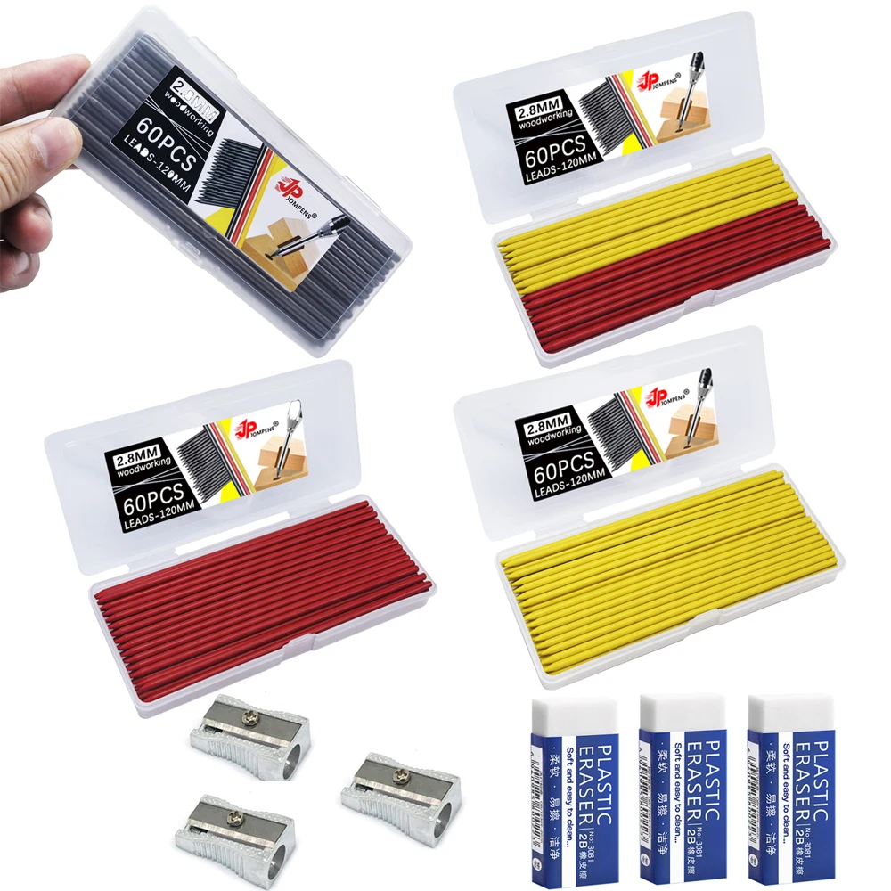 7Pcs/Set Large Capacity Woodworking Mechanical Pencil Lead Set with Pencil Sharpener Eraser 2B 2.8mm 3Color Replaceable Lead
7Pcs/Set Large Capacity Woodworking Mechanical Pencil Lead Set with Pencil Sharpener Eraser 2B 2.8mm 3Color Replaceable Lead
