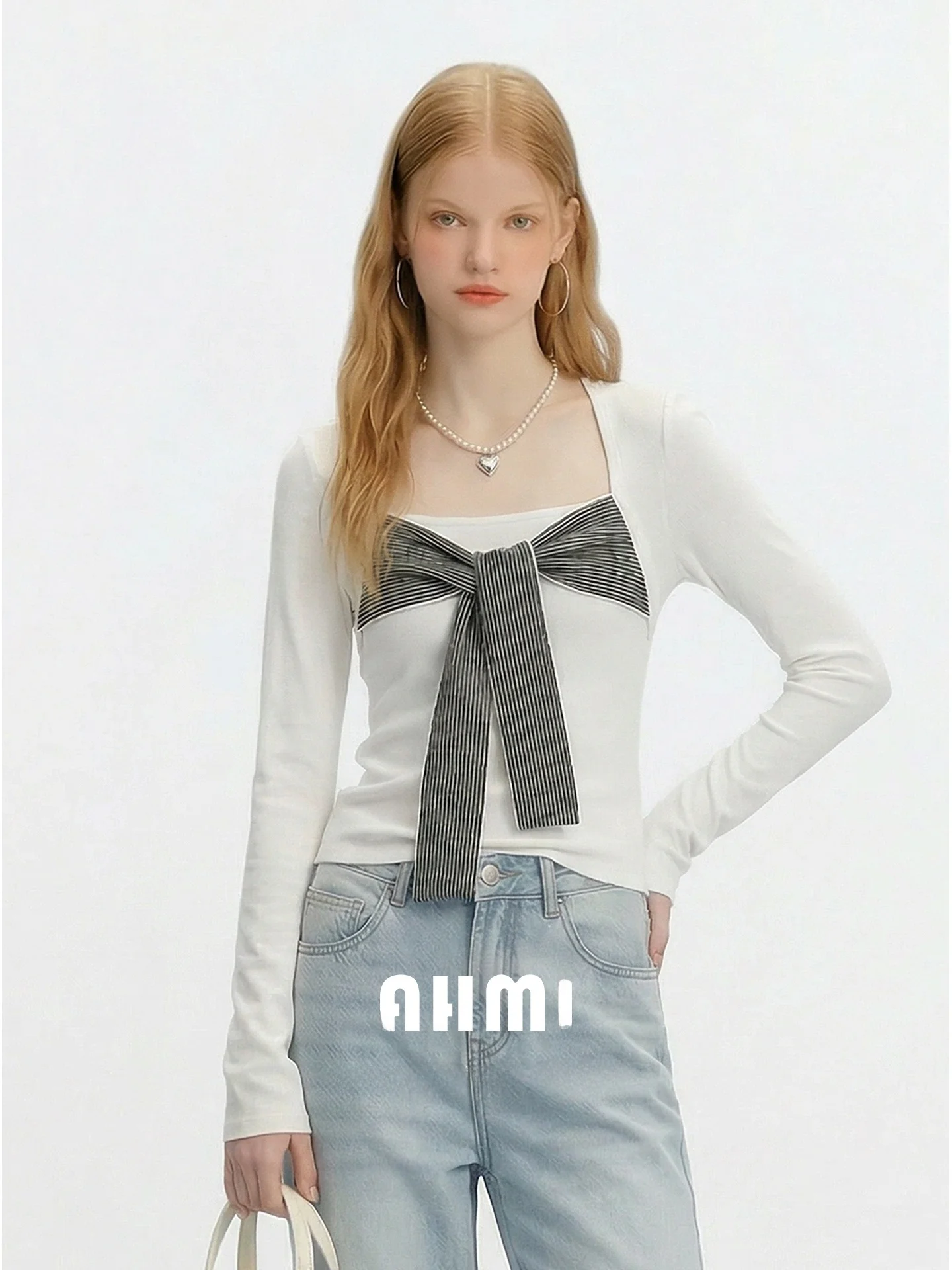 AHMI Knitted T-Shirt Women's Long Sleeve Slim Fit Spring 2026 Design Sense Belted Fake Two-Piece White Top Casual Style Unive...
AHMI Knitted T-Shirt Women's Long Sleeve Slim Fit Spring 2026 Design Sense Belted Fake Two-Piece White Top Casual Style Unive...