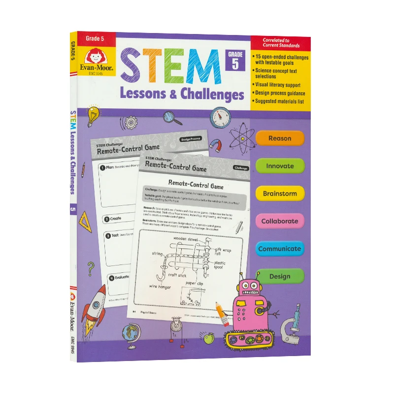 Evan-Moor Stem Lessons and Challenges, Grade 5 Workbook,aged 9 10 11 12, English book 9781629388656
Evan-Moor Stem Lessons and Challenges, Grade 5 Workbook,aged 9 10 11 12, English book 9781629388656