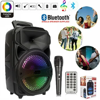 1000W Portable Wireless Bluetooth Speaker Big LED Light Stereo Tailgate FM Party Karaoke Subwoofer with MIc and Remote