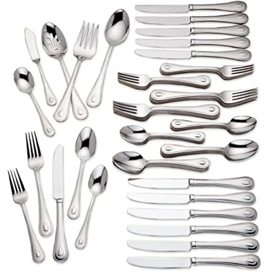 Sierware Set For 12, French Perle with Serving Utensils, Service For 12, Elegant 18/10 Stainl Steel Utensils with Beading, Kniv
Sierware Set For 12, French Perle with Serving Utensils, Service For 12, Elegant 18/10 Stainl Steel Utensils with Beading, Kniv