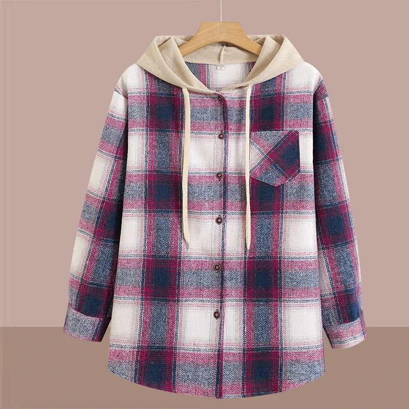 Middle-aged Mother Spring Clothes Loose Large Size Casual Hooded Jacket for Women Spring and Autumn Hair Plaid Shirt Top
Middle-aged Mother Spring Clothes Loose Large Size Casual Hooded Jacket for Women Spring and Autumn Hair Plaid Shirt Top