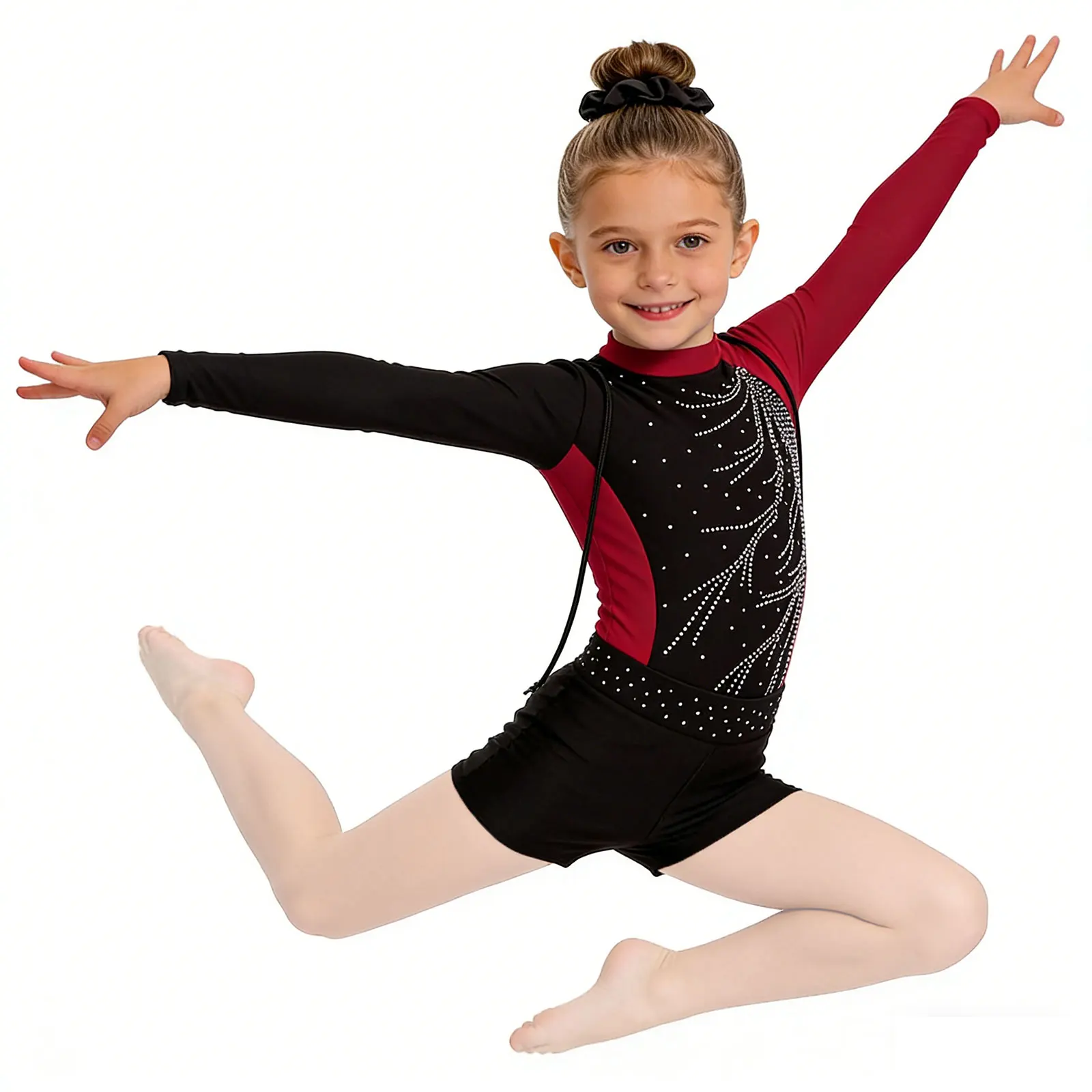Children Girls Gymnastics Figure Skating Ballet Dance Outfit Long Sleeve Rhinestones Leotard+Shorts+Hair Band+Storage Bag Sets
Children Girls Gymnastics Figure Skating Ballet Dance Outfit Long Sleeve Rhinestones Leotard+Shorts+Hair Band+Storage Bag Sets