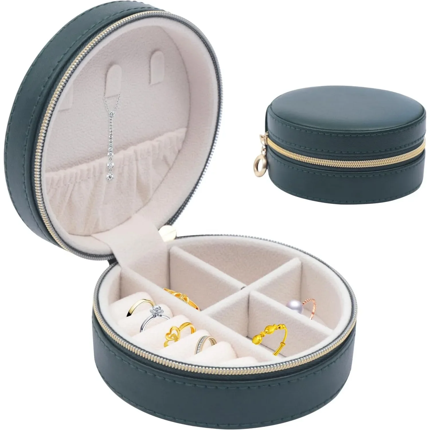 Round Jewelry Box, Plush Velvet Jewelry Case Travel Organizer, Small Portable Storage Bin for Women Home Store, PU Leather
Round Jewelry Box, Plush Velvet Jewelry Case Travel Organizer, Small Portable Storage Bin for Women Home Store, PU Leather
