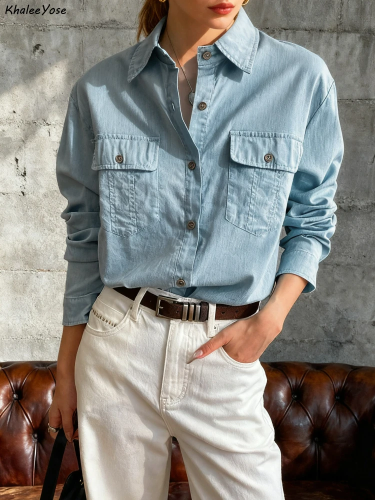 French Style Elegant Blouse Shirt Women Blue vintage Linen Spring Autumn Long Sleeve Pocket Casual Office Ladies Top Shirts New
French Style Elegant Blouse Shirt Women Blue vintage Linen Spring Autumn Long Sleeve Pocket Casual Office Ladies Top Shirts New